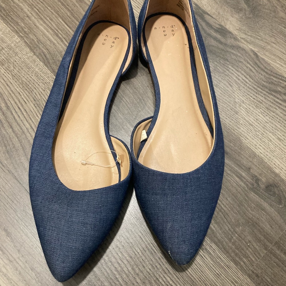 Navy pointed toe flats
